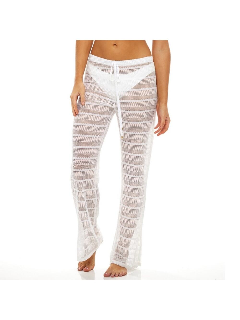 Jordan Taylor White Crochet Pull On Cover Up Pants size Medium Arrow Chevron